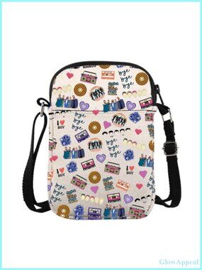 Waterproof Polyester Crossbody Messenger Bag 90s Music Lover Gift
